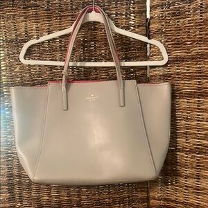 Kate Spade Light Gray/Hot Pink Leather Tote